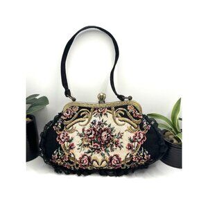 Vintage Jessica McClintock Tapestry Floral Evening Handbag
